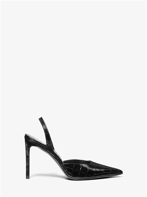 michael kors presley|Presley Crocodile Embossed Leather Pump .